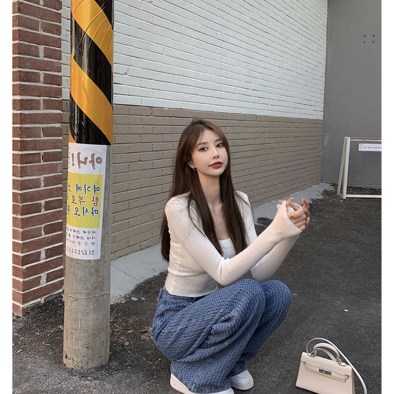 Fashion Baggy Denim  High-Waist Straight-Leg Jeans