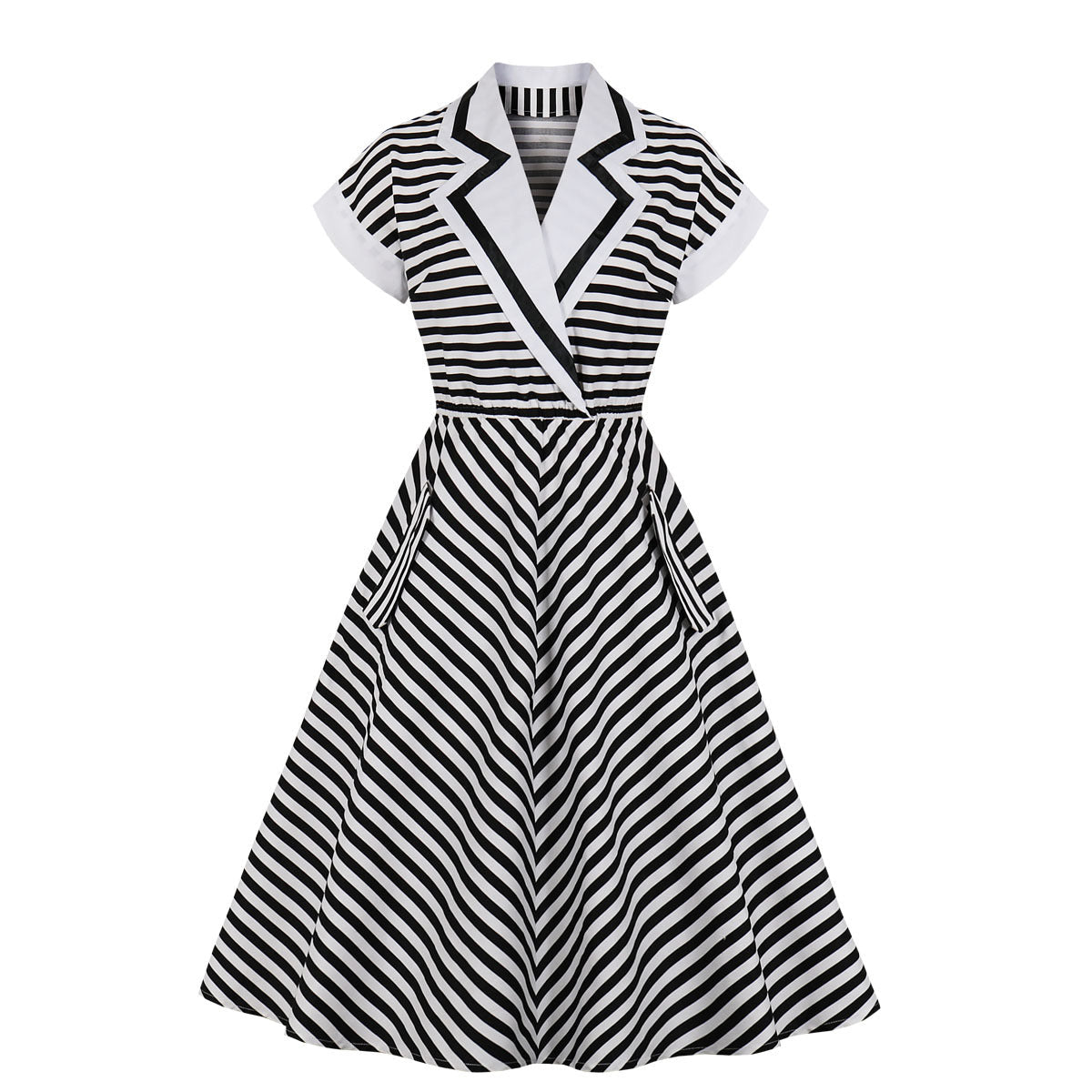 Retro Black & White Stripes Dress
