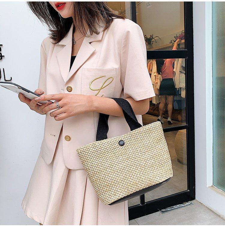 Chic Boho Beach Babe Seaside Straw Tote Bag