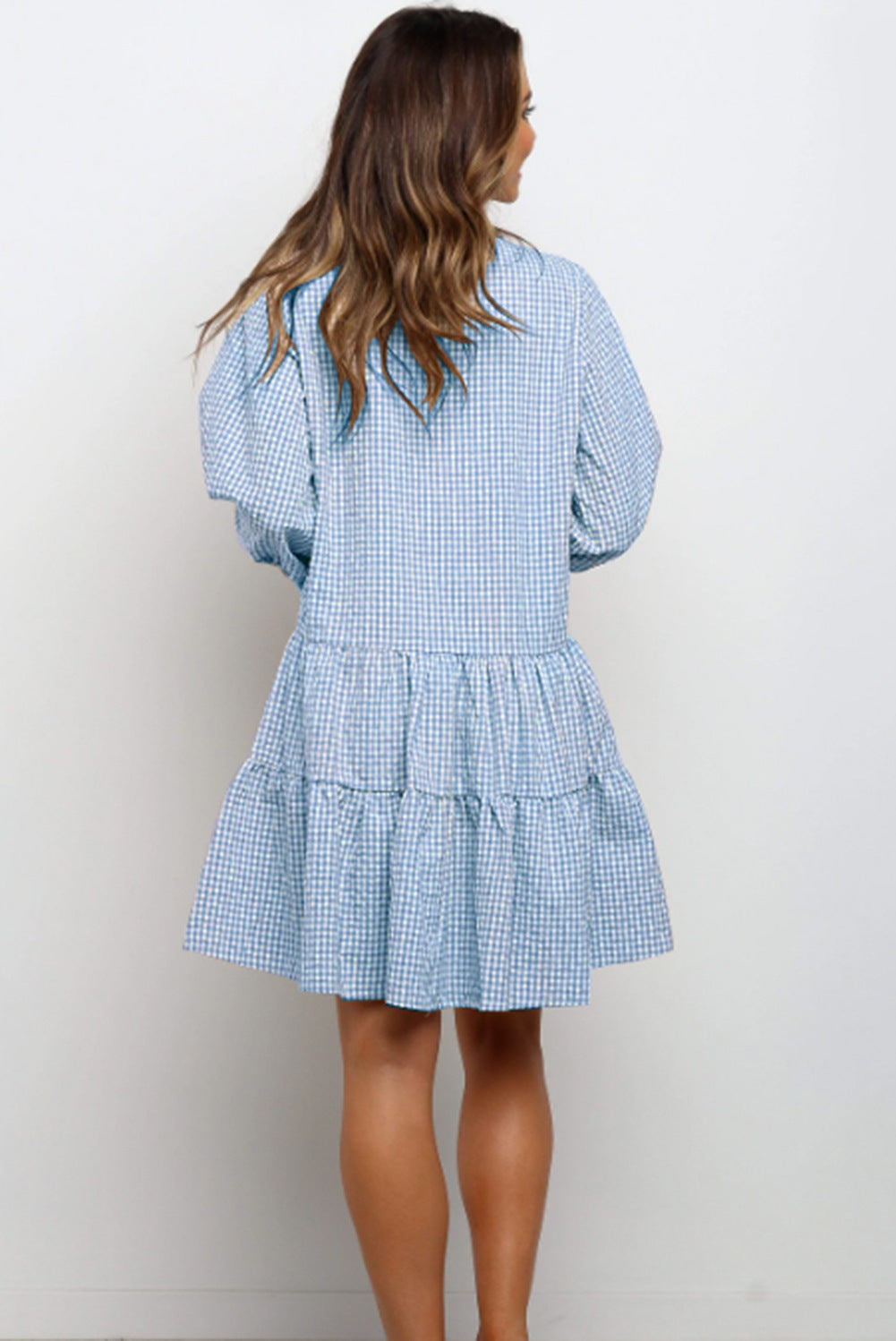 Love  Ruffle  Shirt Style V-neck Dress with 3/4  Sleeve