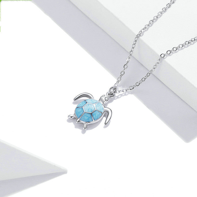 925 Sterling Silver Playful Turquoise Turtle Set - Earrings, Necklace .
