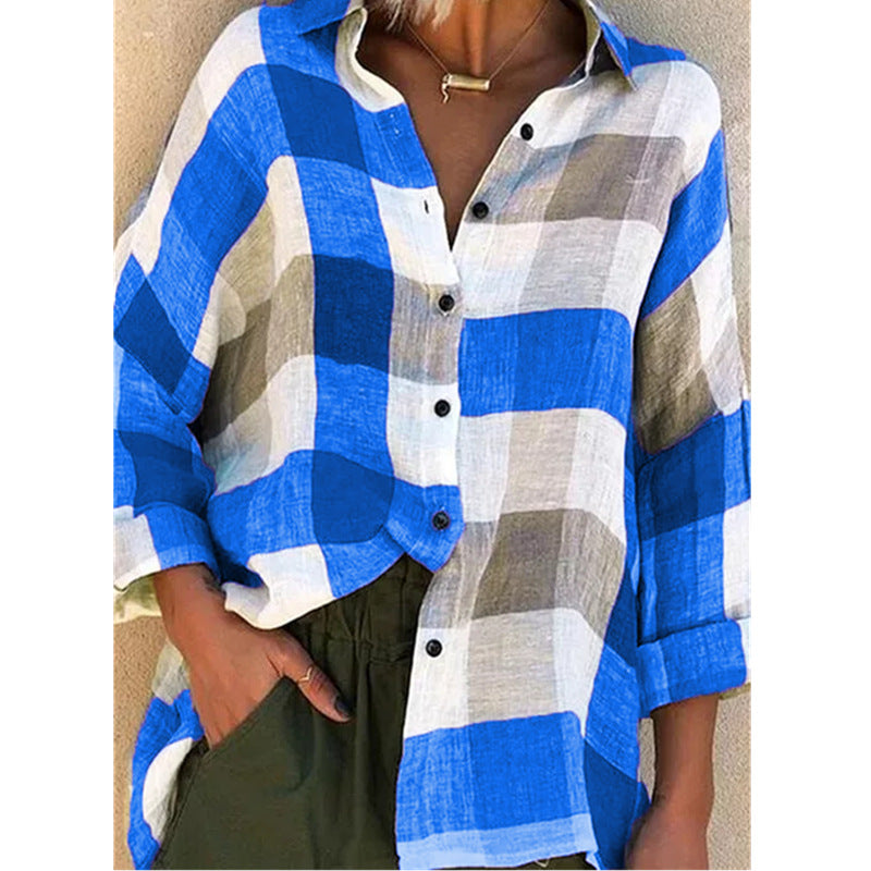 Winter Plaid Loose Fit Long Sleeve Shirt
