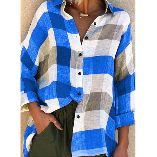 Winter Plaid Loose Fit Long Sleeve Shirt
