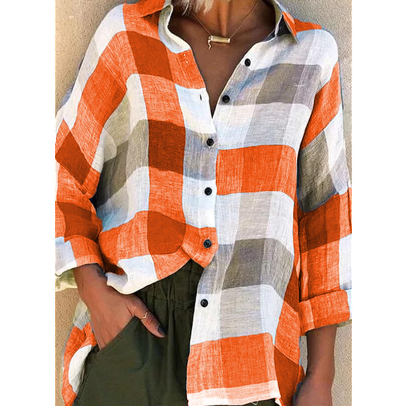 Winter Plaid Loose Fit Long Sleeve Shirt