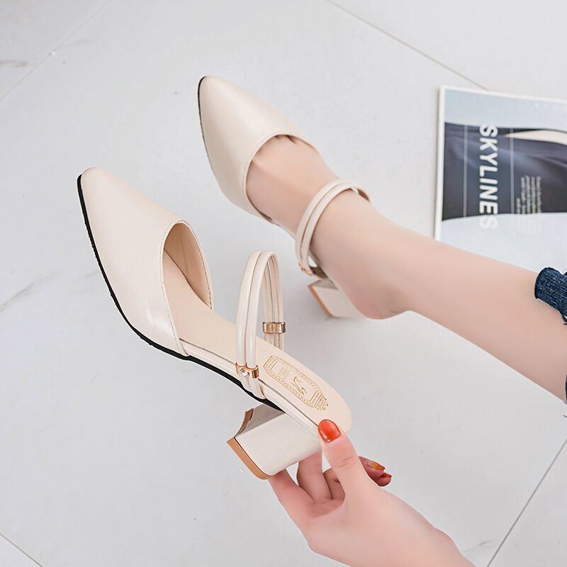 Summer Gentle Thick-heeled High Heels Shoes