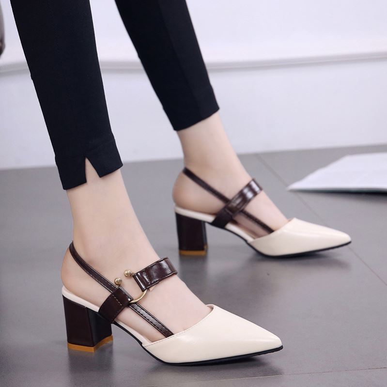 Summer Gentle Thick-heeled High Heels Shoes