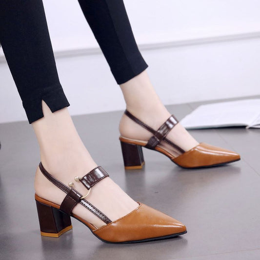 Summer Gentle Thick-heeled High Heels Shoes