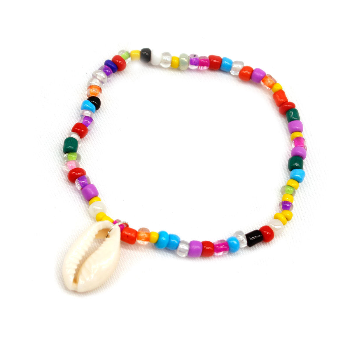 Colorful Mixed Color Rice Bead Shell Beachy Anklet.