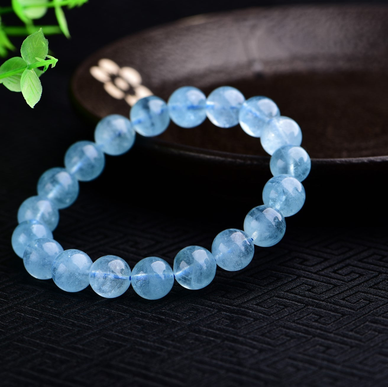 Natural Hailanbao Blue Crystal Quartz Beads Bracelet.