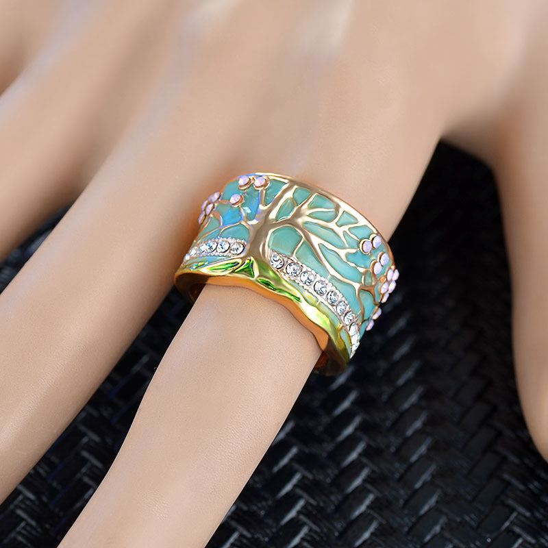 Tree of Life Earth Nature Retro Ring.