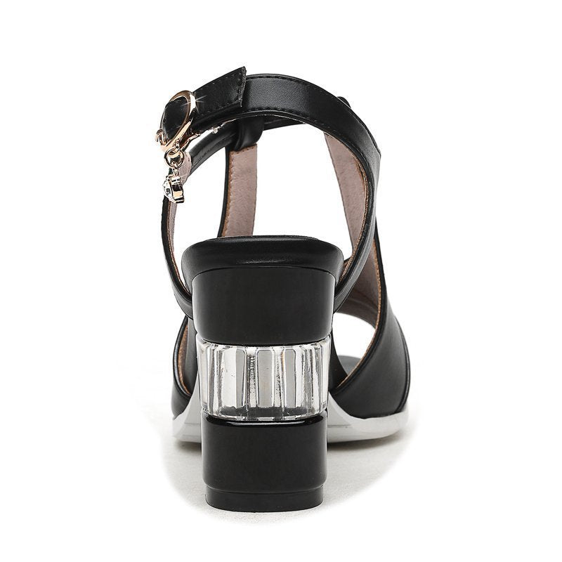 Cross Strap Open Toe Thick High Heels