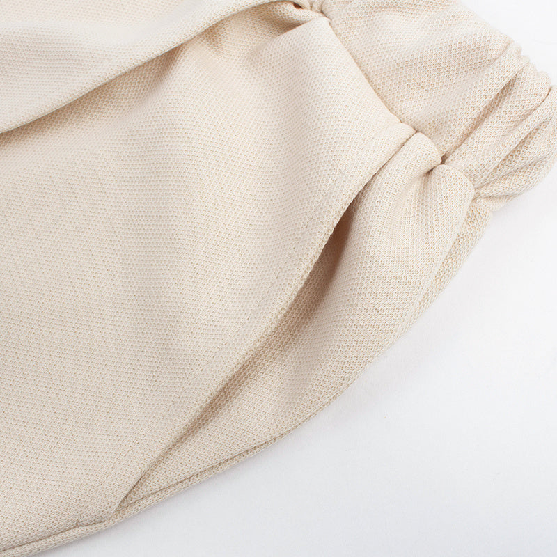 American Retro Apricot Collar T-shirt Summer Shorts Set