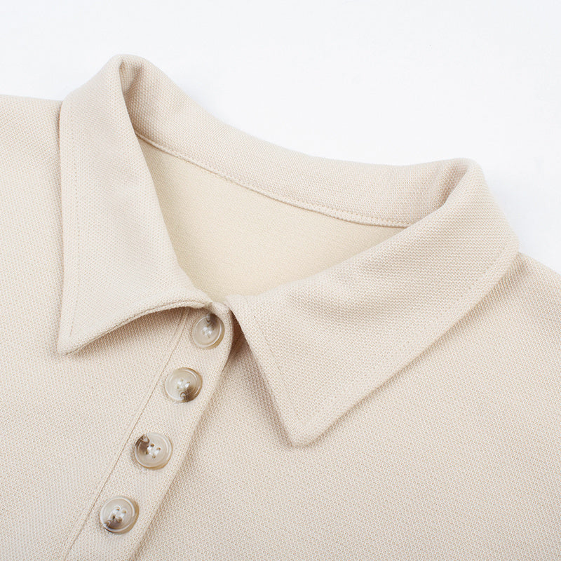 American Retro Apricot Collar T-shirt Summer Shorts Set