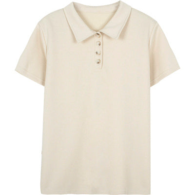 American Retro Apricot Collar T-shirt Summer Shorts Set