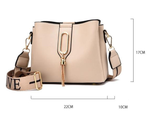 Trendy Crossbody Casual Medium Size Handbag with Love Strap