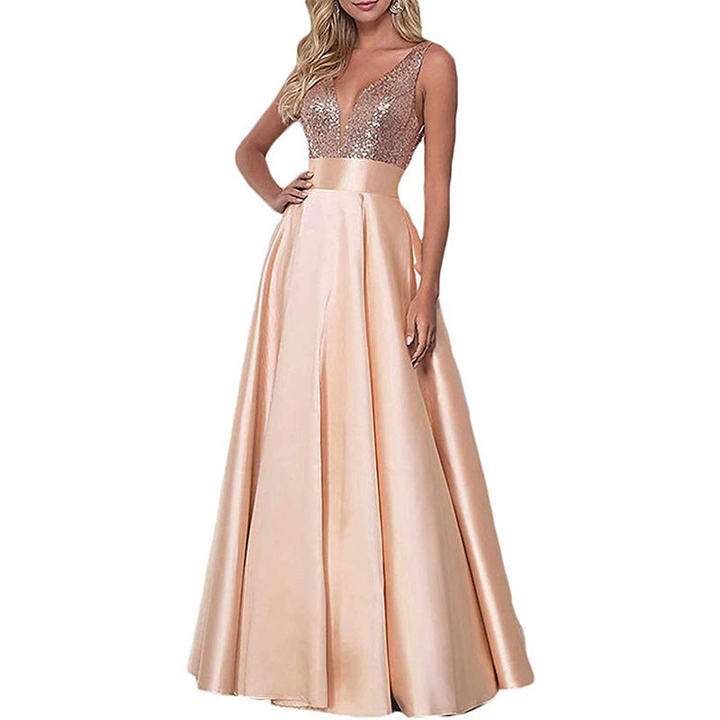 Silky  Ivory  Sequined Dazzling  Evening Dress