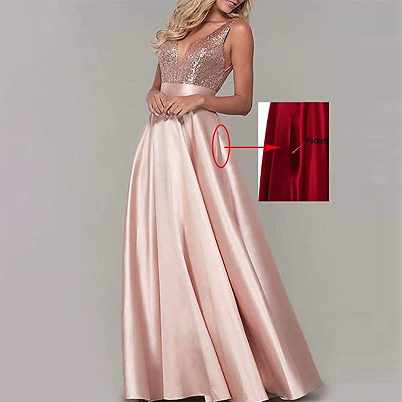Silky  Ivory  Sequined Dazzling  Evening Dress