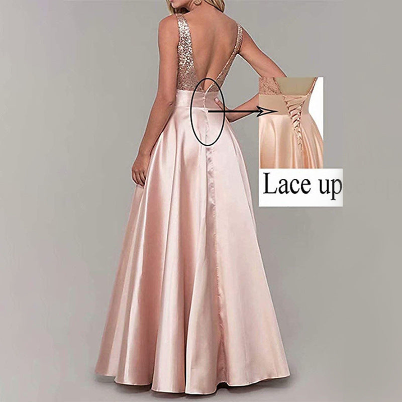 Silky  Ivory  Sequined Dazzling  Evening Dress
