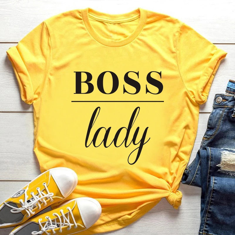 Be the ultimate "Boss Lady" with our Letter Printed T-Shirt
