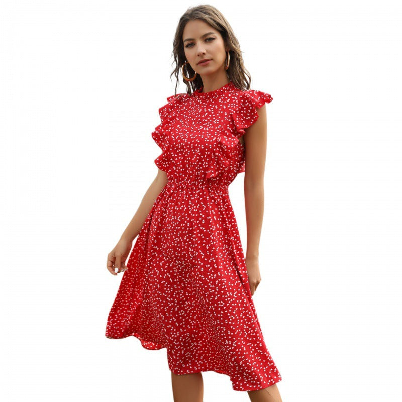 Timeless Dots Print Long Chiffon Maxi Dress