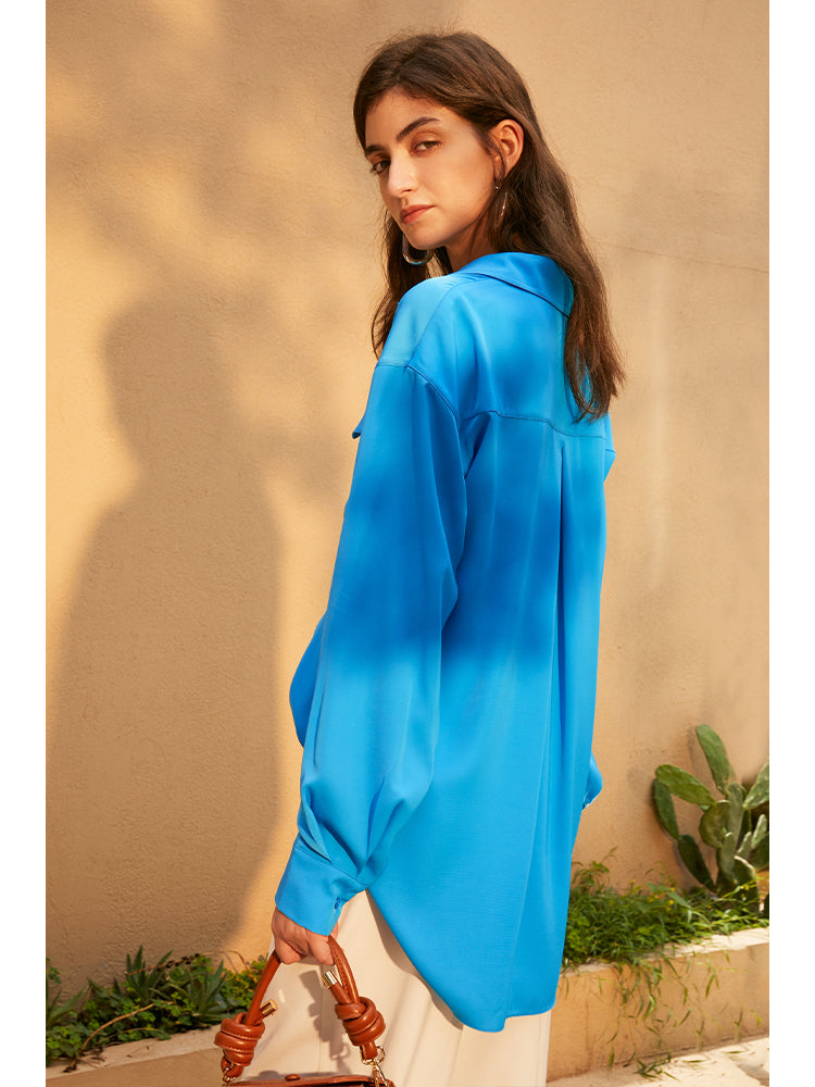 Silk Perfection Long Sleeve Plain Button Up Shirt