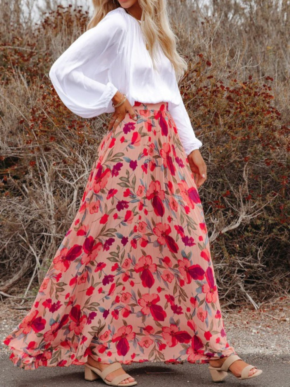 Everlasting Bliss Floral Print High Waist Maxi Skirt