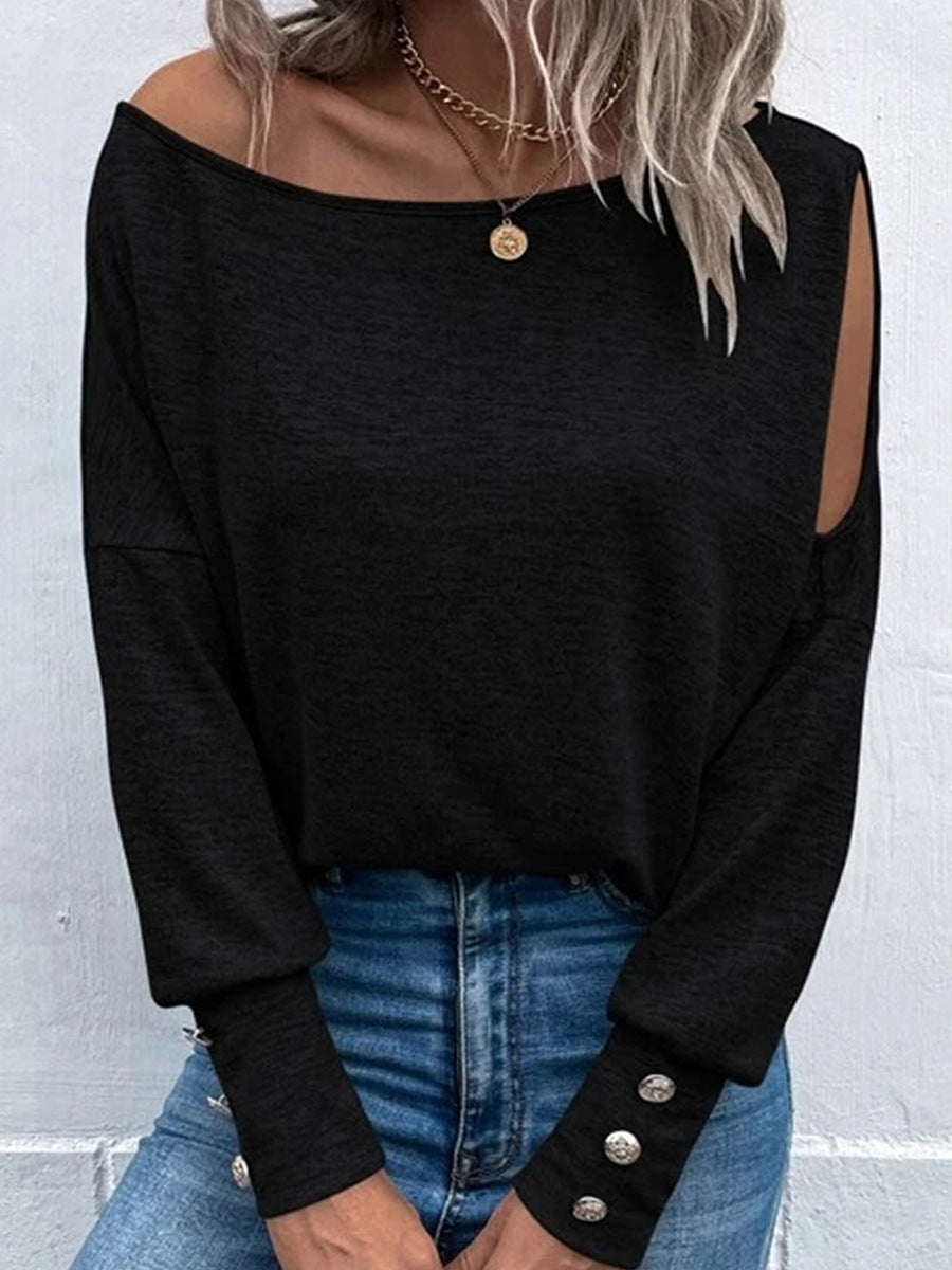 Classic Hollow-Out Long-Sleeved Top