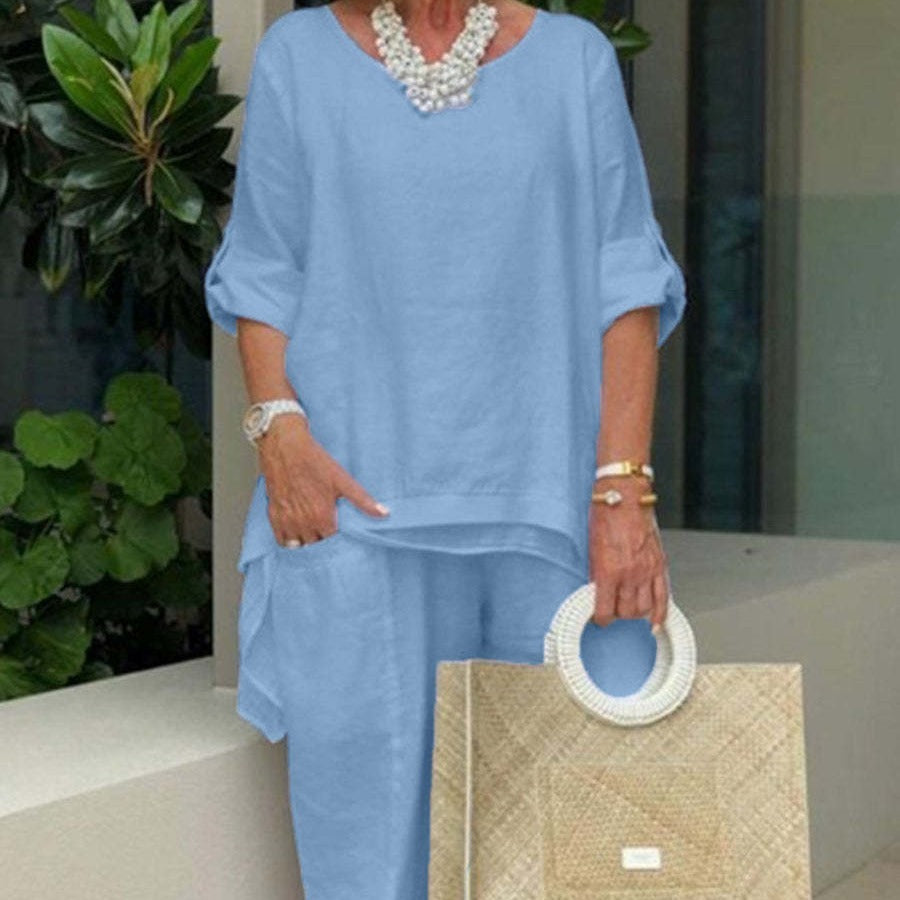 Bliss Zone Relaxation Solid Color Loose Leisure Suit