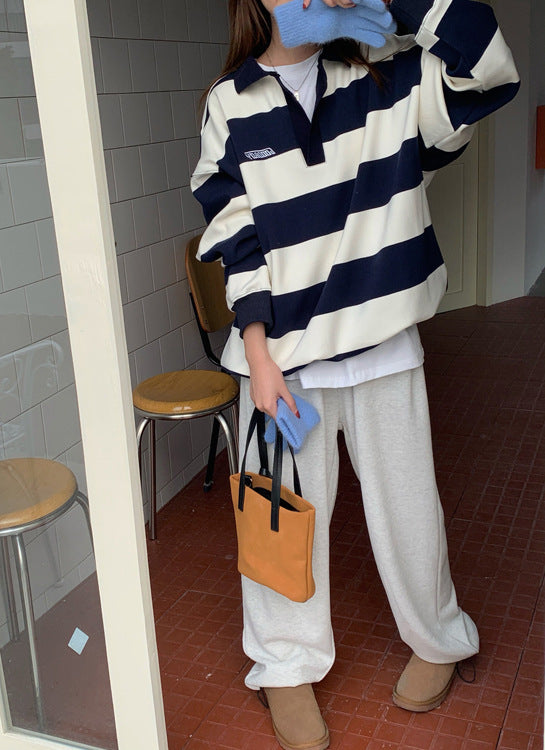 Blue and White Stripes  Sweater Top