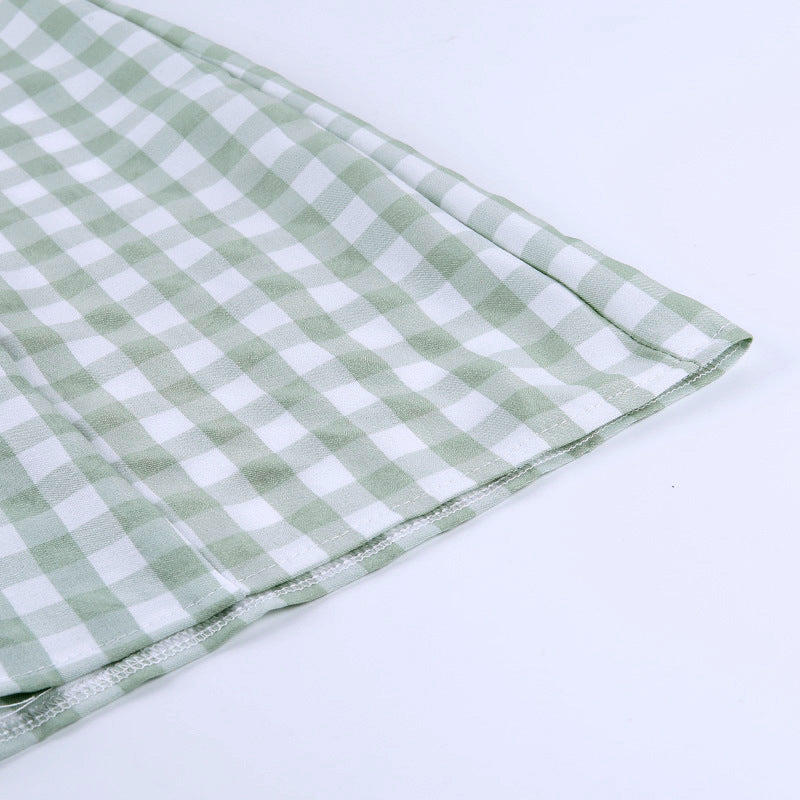 Square Neck Plaid Dress Square Neck Plaid Dress