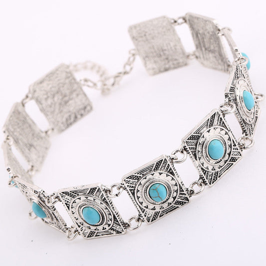 Vintage Silver Bohemian Turquoise Choker.