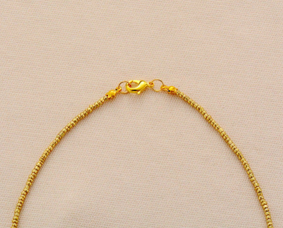 Boho Turquoise Beads Necklace Gold Beads.