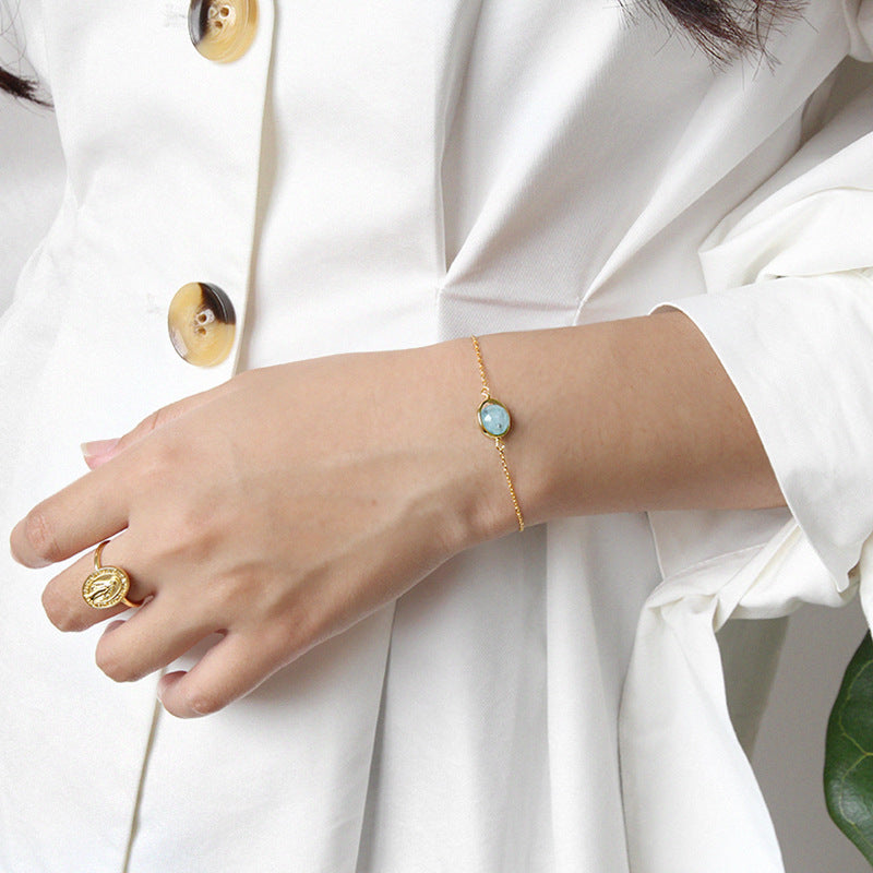 Boho Moonstone Aquamarine Bracelet Chain