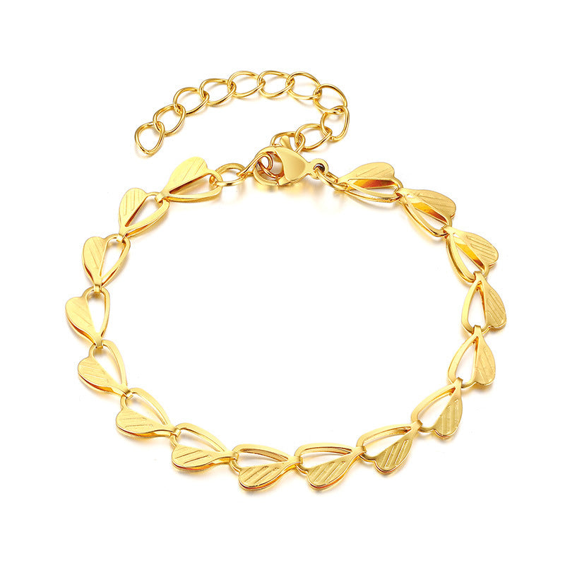 Golden Heart Leaves Chain Bracelet, Necklace or 2 Piece Set.