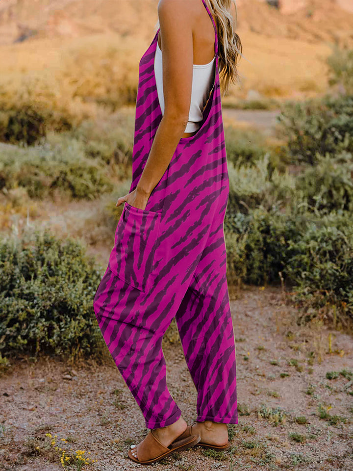 Animal Print Full Size Printed V-Neck Sleeveless Jumpsuit