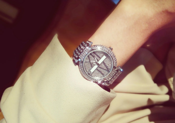 Luxury CZ Diamond Quartz Watch - Bling!