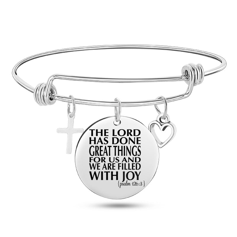 Bible Scripture Stainless Steel Bangle Bracelet