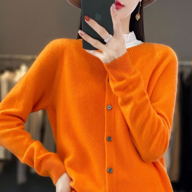 Cashmere Cardigan Sweater with Long-sleeve