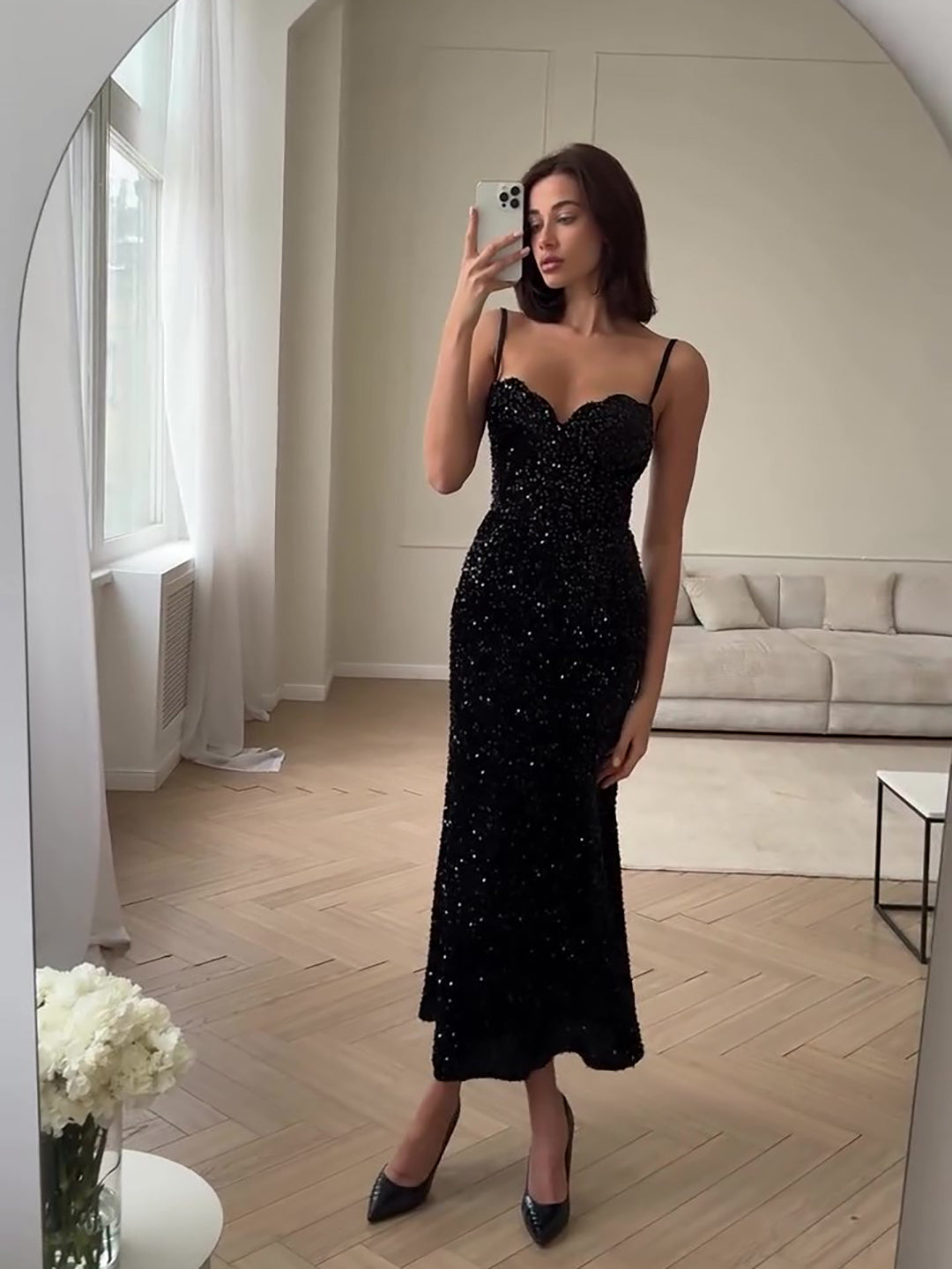 Dazzling l Black Sequin Dress