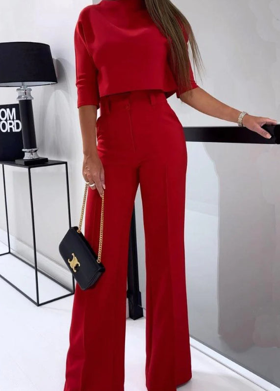 Stylish High Waist Wide Leg Pants & Top Combo