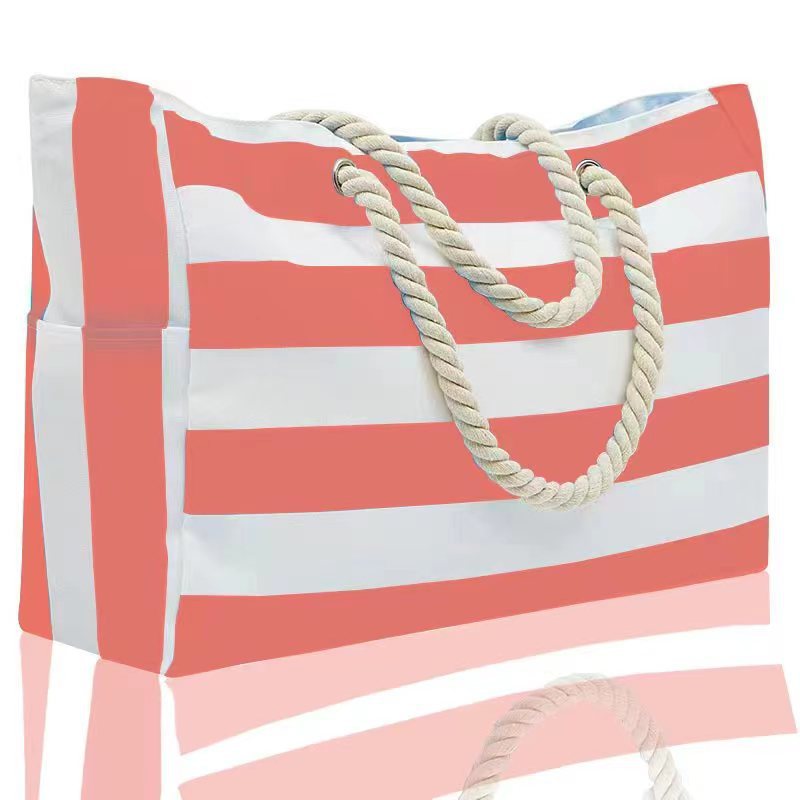 Canvas Striped Large Beach Traveling Bag