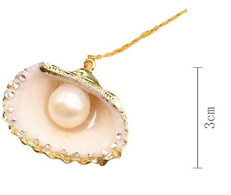 Pearl Inlaid Sea Shell Necklace 925 Sterling Silver with Gold Overlay.