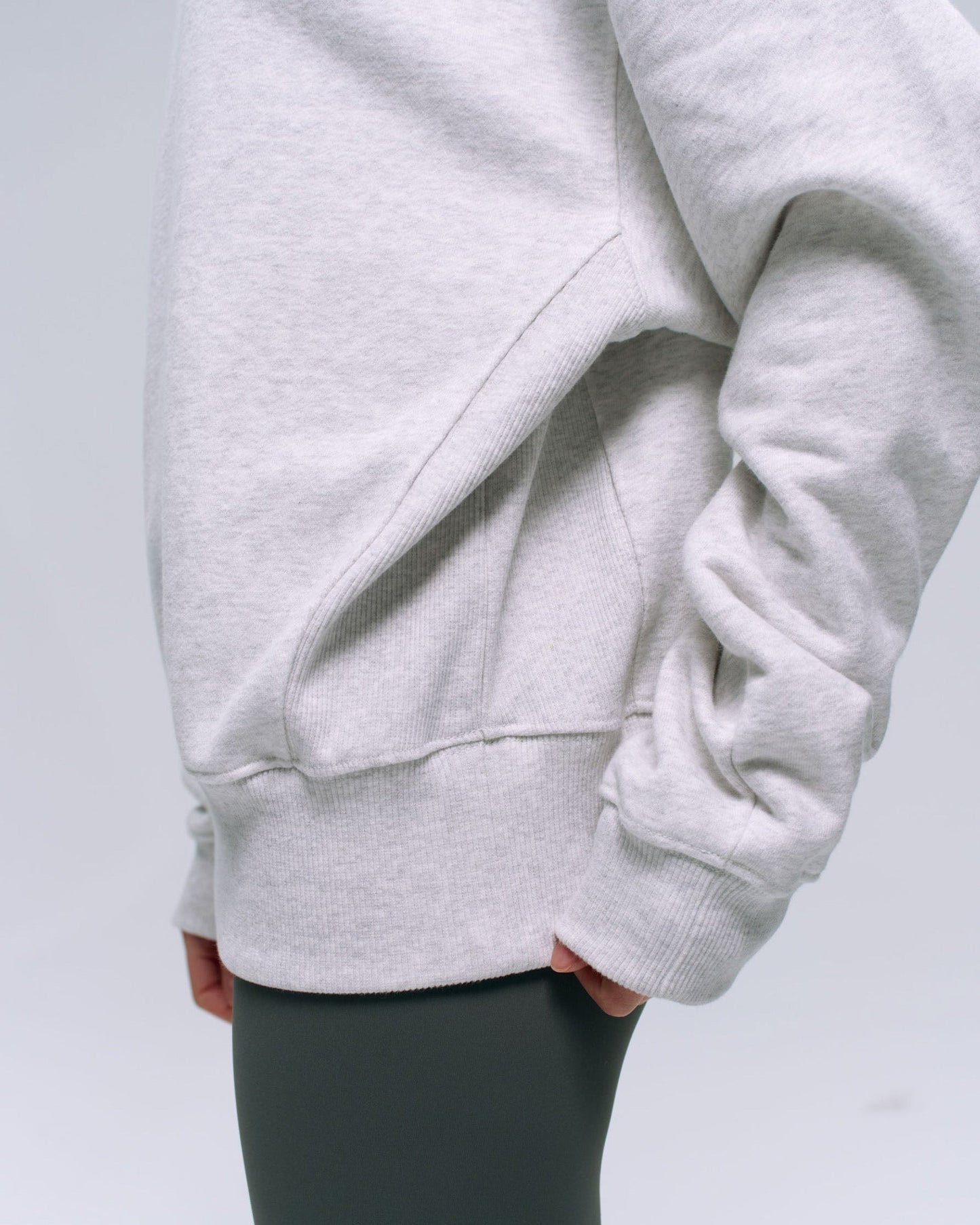 Relaxed Funnel Neck Zip Sweatshirt - Light Grey Melange