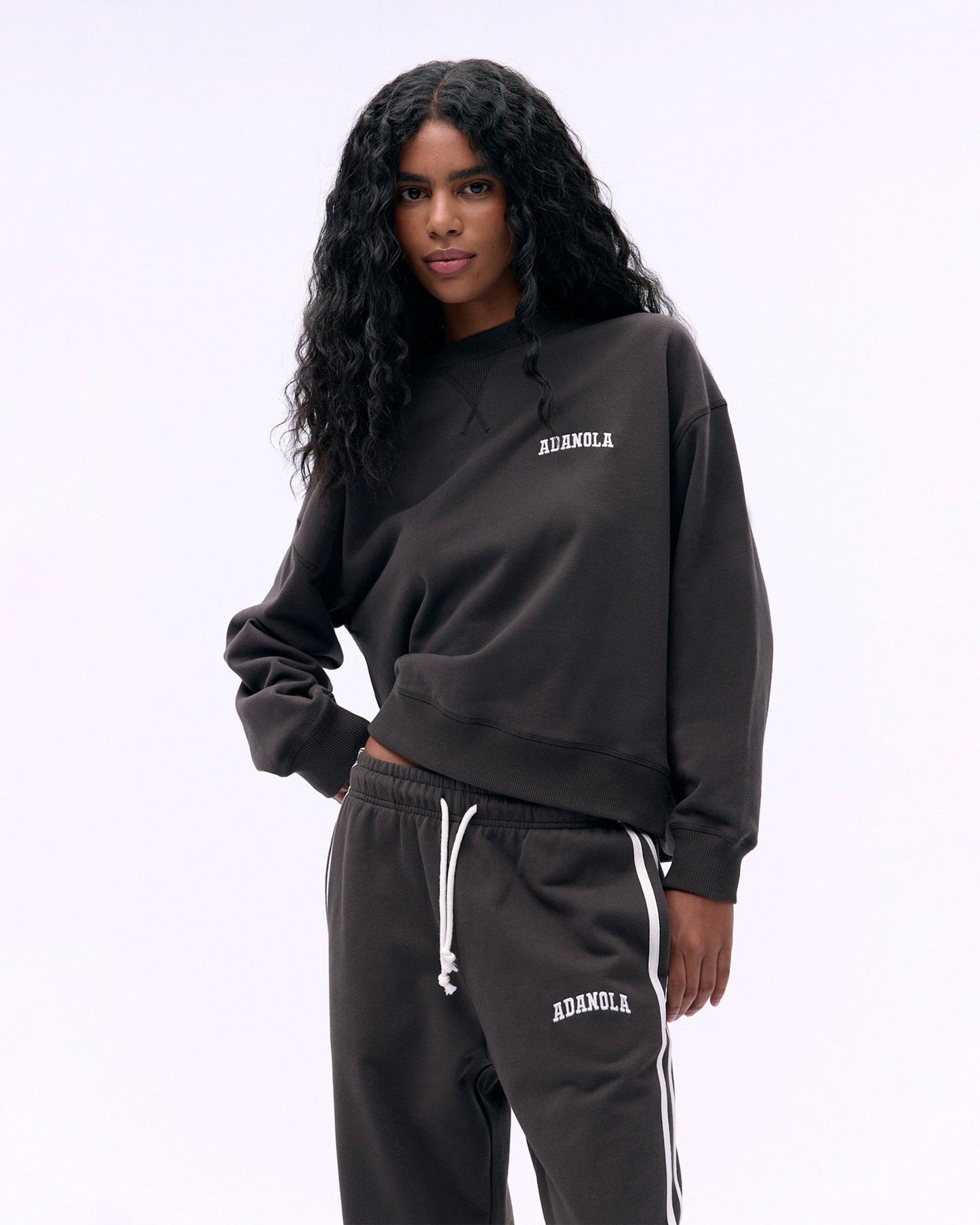 Varsity Loose Fit Sweatshirt - Coffee Bean/Marshmallow White