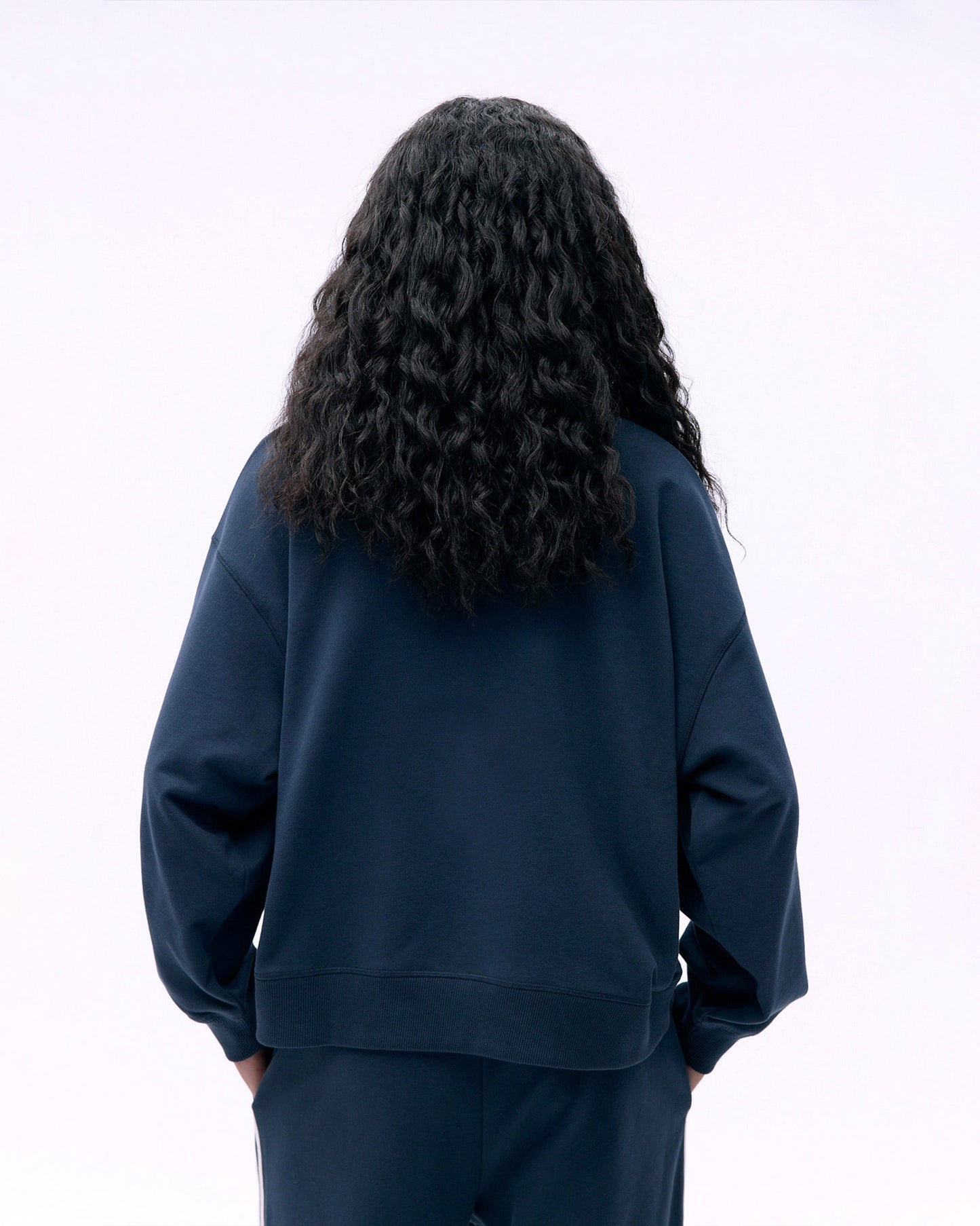 Varsity Loose Fit Sweatshirt - Midnight Blue/Marshmallow White