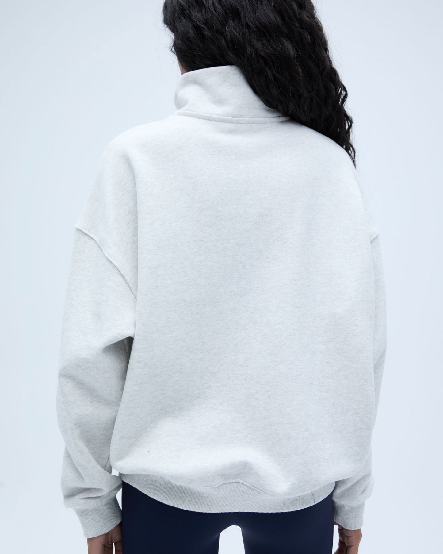 Runners Oversized Funnel Neck Zip Sweatshirt - Light Grey Melange/Classic Red