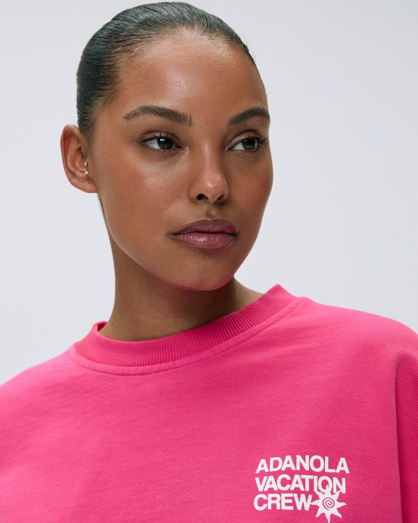Vacation Oversized Sweatshirt - Hot Pink/Marshmallow White