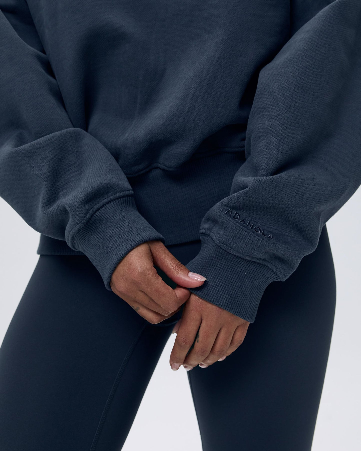 Relaxed Funnel Neck Zip Sweatshirt - Midnight Blue