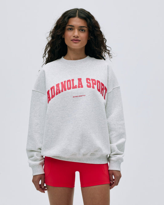 AS Oversized Sweatshirt - Light Grey Melange/Apple Red