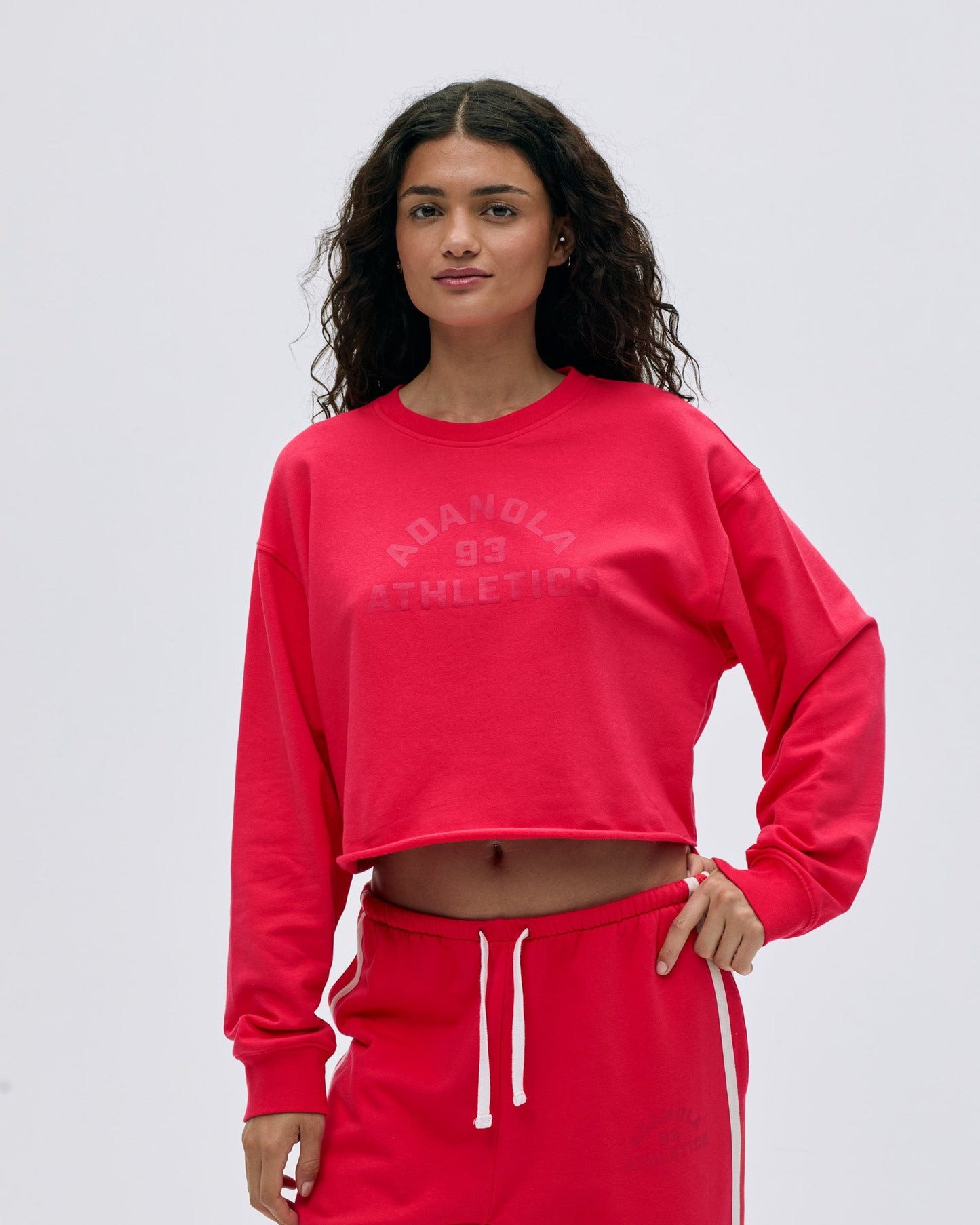 Campus Modal-Blend Crop Sweatshirt - Apple Red